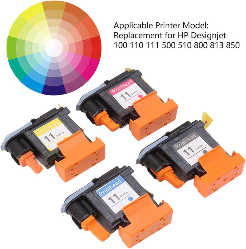 Atyhao 4 Stück Druckkopf, Druckerkopf-Ersatz für H&P Design&Jet 100 110 111 500 510 800 813 850, Kla