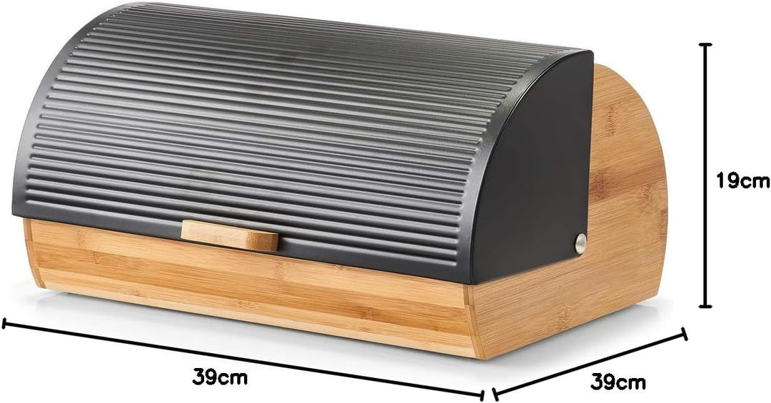 Zeller 25365 Brotkasten, Bamboo/Metall, schwarz, ca. 39 x 27 x 19 cm, Brotaufbewahrung, Trendige Sch