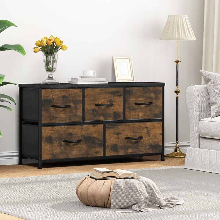 YITAHOME kommode mit Schubladen, Schrank mit 5 Schubladen aus Stoff, Aufbewahrungskommode Modernen S