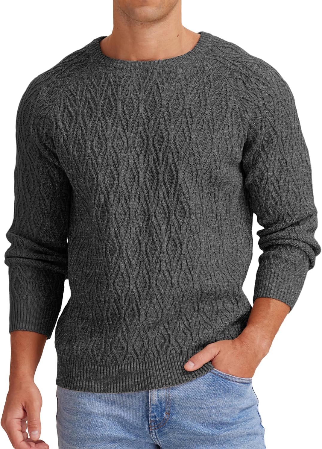 Sailwind Herren Strickpullover Zopfstrick Rundhalsausschnitt Warm Langarmpullover Herren Tops Winter