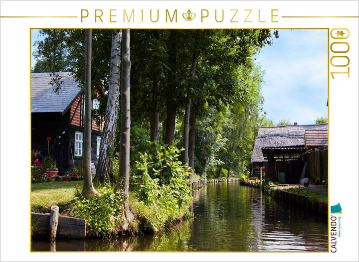 CALVENDO Puzzle Häuser an einem Fliess im Spreewald 1000 Teile Lege-Grösse 64 x 48 cm Foto-Puzzle Bi