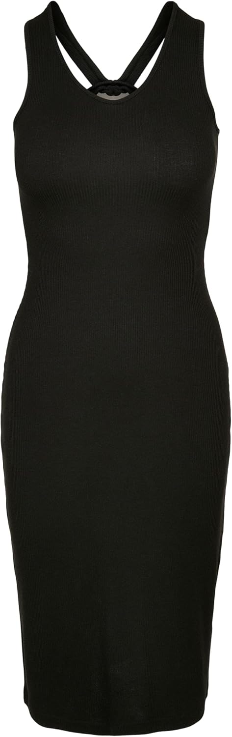 Urban Classics Damen Kleid mit am Rücken gekreuzten Trägern für Frauen, Ladies Midi Sleeveless Rib D