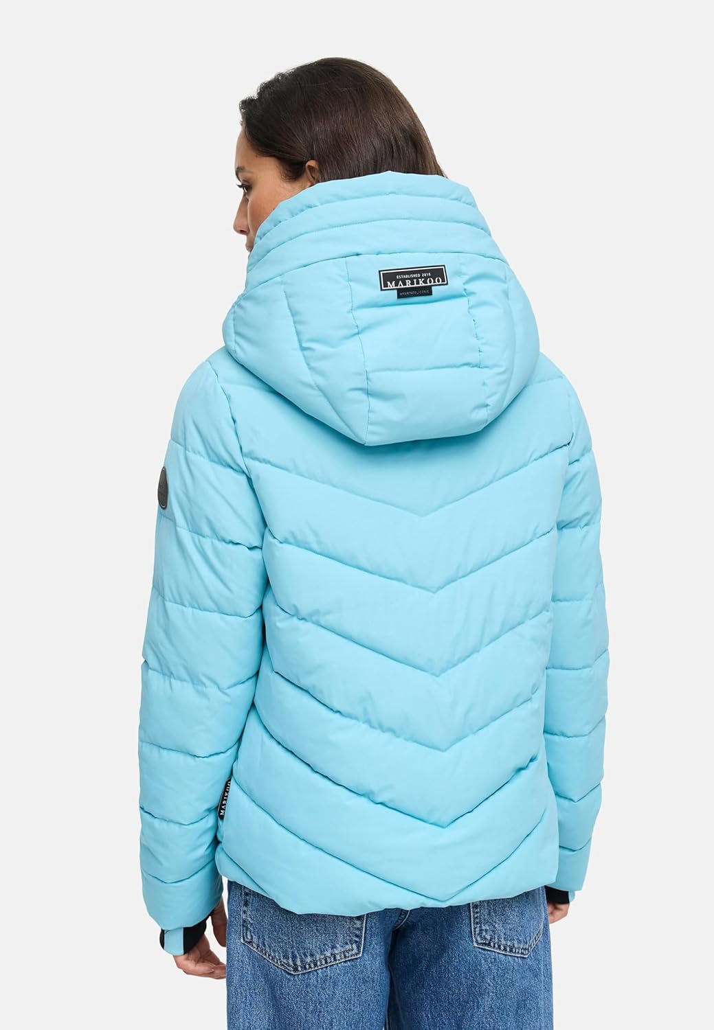 MARIKOO Damen Winterjacke warme Steppjacke mit abnehmbarer Kapuze Samuiaa XVI XS-3XL XS Sky Blue, XS