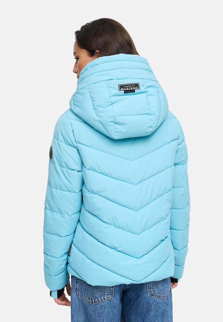 MARIKOO Damen Winterjacke warme Steppjacke mit abnehmbarer Kapuze Samuiaa XVI XS-3XL XS Sky Blue, XS