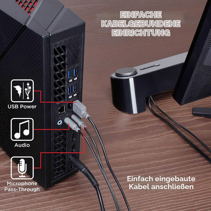 GOgroove Soundbar für PC Lautsprecher für Computer: Tragbarer 2.0 Stereo Speaker mit Eingebauten Sou