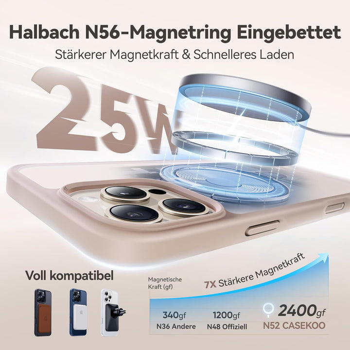 CASEKOO MagicStand für iPhone 16 Pro Hülle mit MagSafe [Unsichtbarer Ständer] [MIL-STD-810H Militärs