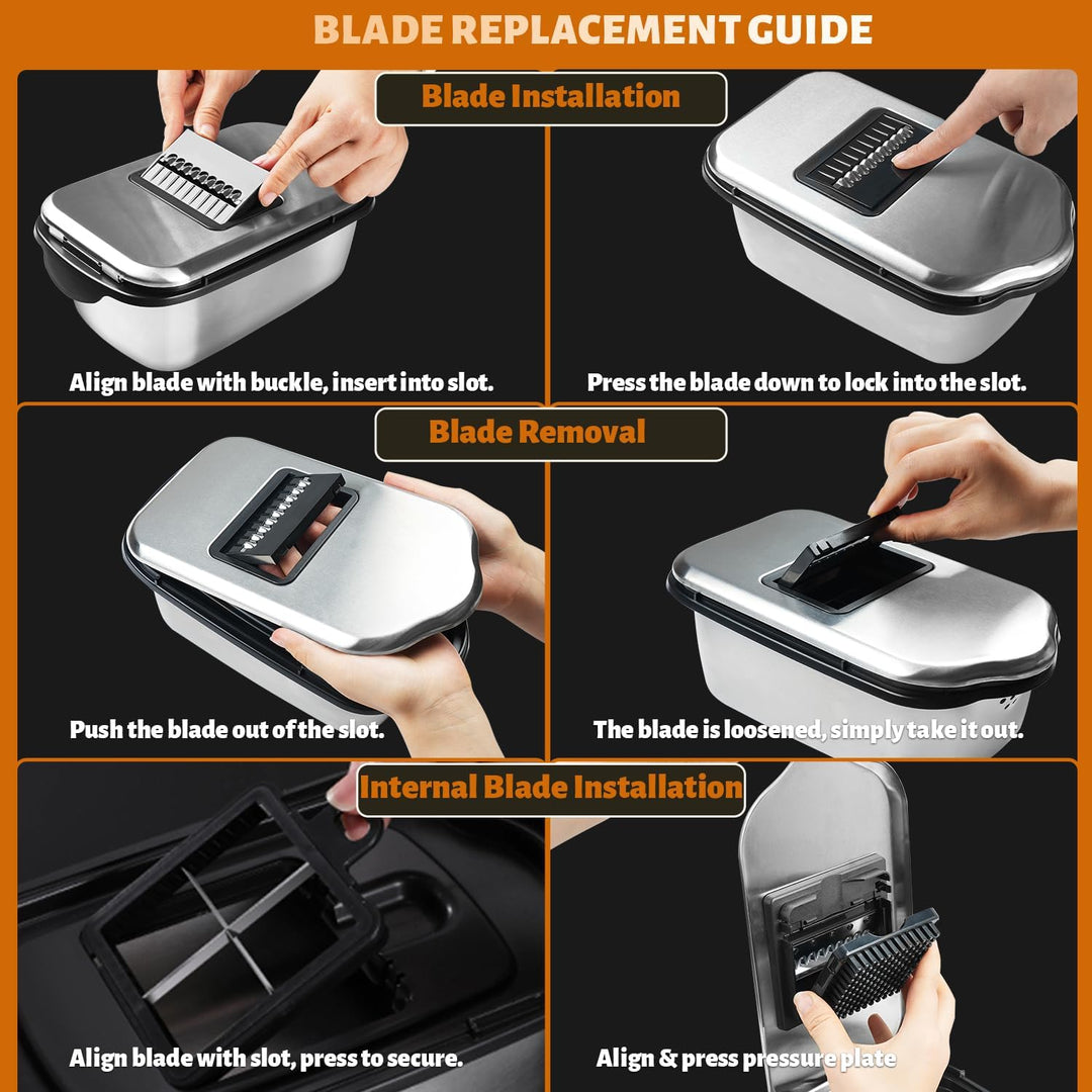 Dicer Smart 9-in-1, Edelstahl Gemüseschneider Und Mandoline Gemüsehobel Set (11 Teile), Julienne- un