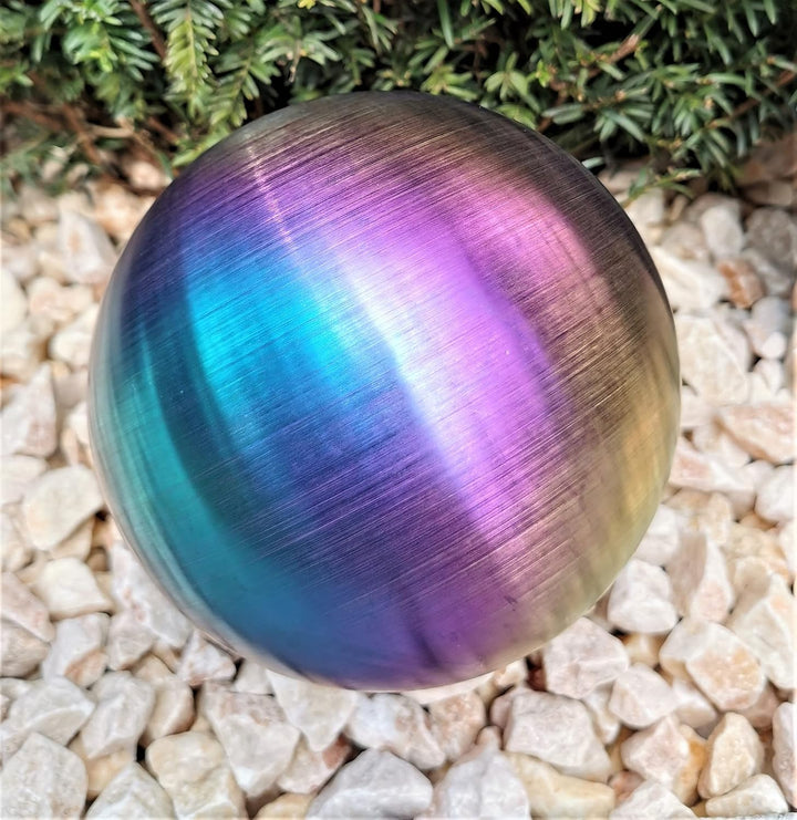 Dekokugel aus Edelstahl 20 cm Edelstahl Rainbow matt gebürstet Dekorationskugel Edelstahlkugel