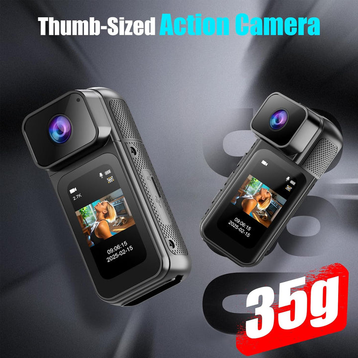 Action Cam 180° Drehung des Objektivs WiFi Kamera, 2.7K Action Kamera mit 170°Weitwinkel,Fahrrad Vid
