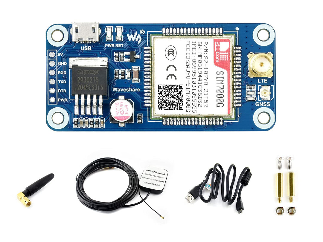 SIM7000G NB-IoT/Cat-M/Edge/GPRS HAT for Raspberry Pi Series, Low Power Narrow Band Cellular IoT Comm