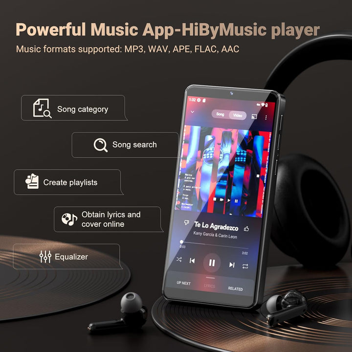 128GB MP3 Player mit Bluetooth WiFi und Kamera, Android 13.0 Spotify MP3 Musik Player mit Lautsprech