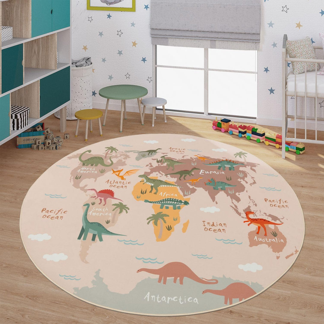 TT Home Kinderteppich Babyzimmer Teppich Kinderzimmer rutschfest Tiere Weltkarte Autos, Farbe:Grün B