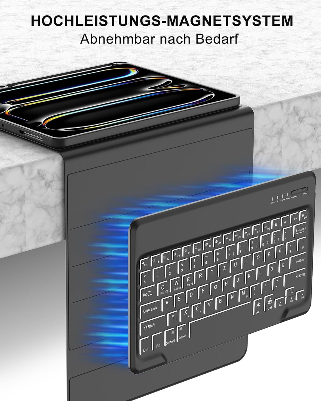 Hülle mit Tastatur für das iPad Pro 13" (2025 M5 A3360/A3361/A3362 & 2024 M4 A2925/A3007/A2926), Deu