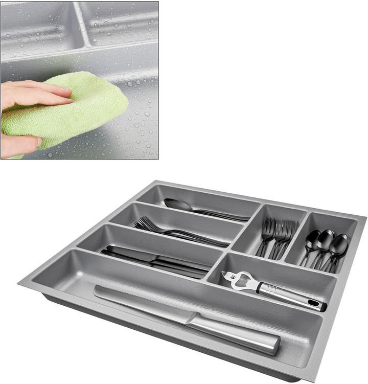 ORGA-BOX 2 Besteckeinsatz Tiefe: 461 x Breite: 409 mm silbergrau mit Canvas Struktur für 50er Nobili