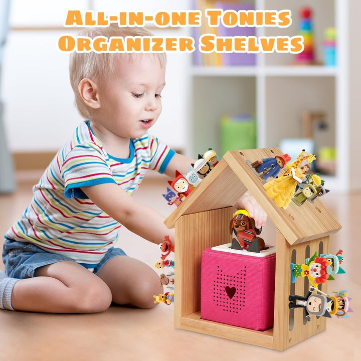 Tonie Regal aus Holz zum Hinstellen oder Aufhängen, Hausform Magnetische Tonie Aufbewahrung Regal fü