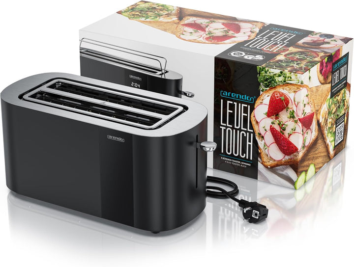 Arendo - Edelstahl Toaster 4 Scheiben Langschlitz - Touchscreen – Doppelwandgehäuse – 1500 W – Integ