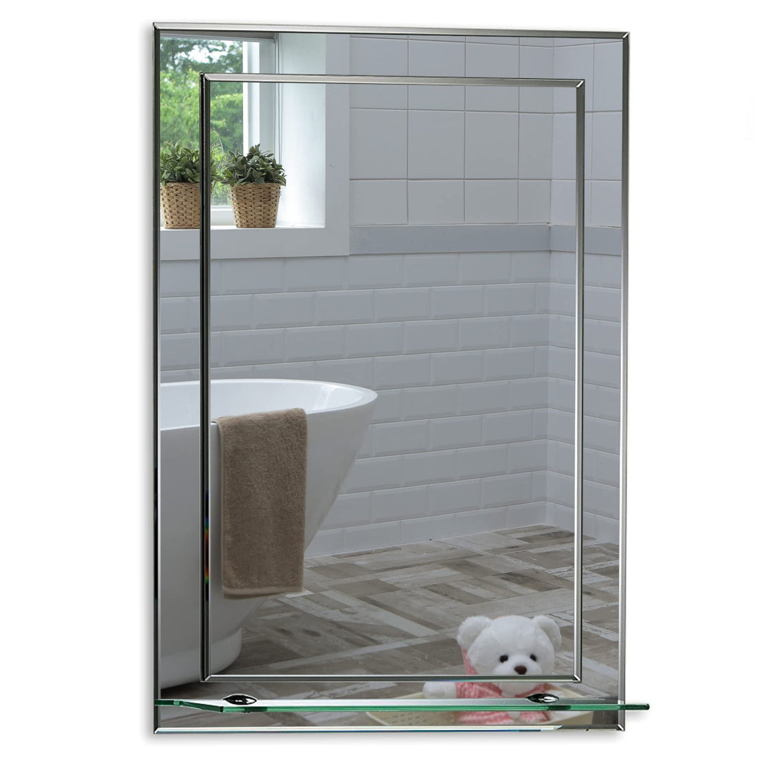 Neue Design Schöner rechteckiger Badezimmerspiegel mit Ablage, modern und stylish, 2 Lagen Glass, mi