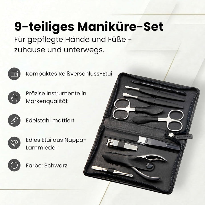 Sonnenschein by Hans Kniebes - Manicure-Etui, Reissverschluss: 9-tlg. Bestückung, rostfrei-edelmatti