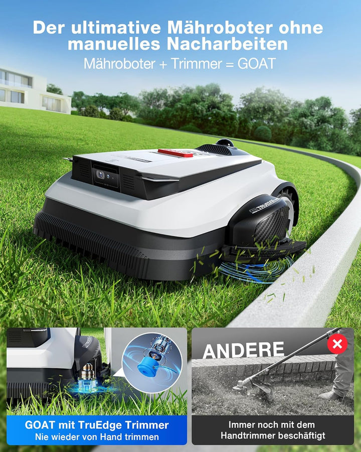 ECOVACS Goat A1600 LiDAR PRO Mähroboter ohne Begrenzungskabel, 1.600 m², 360° Dual-LiDAR-Navigation,