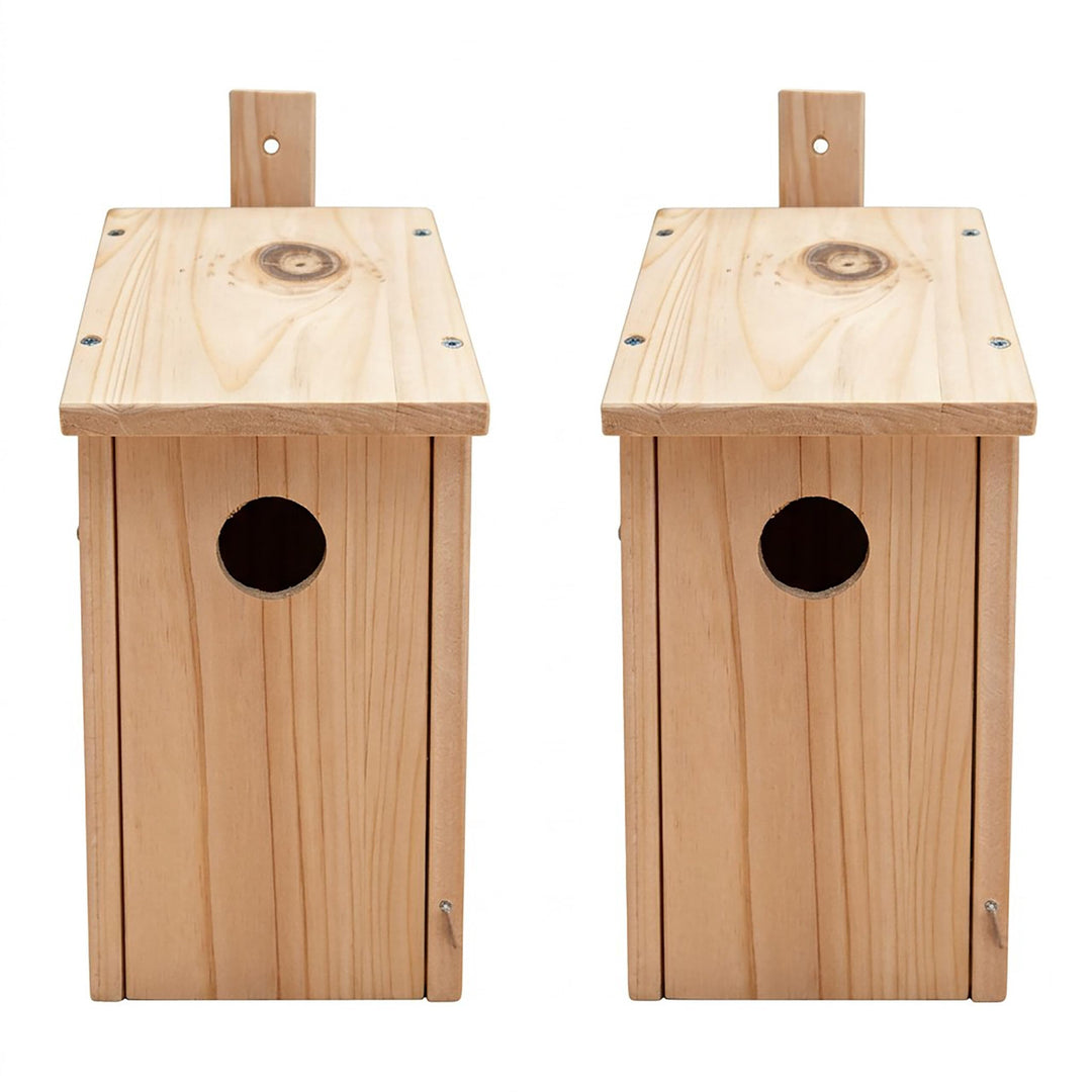 Relaxdays Nistkasten Bausatz für Vögel, 2er Set, 32 mm Flugloch, HBT 26x12x13,5 cm, Vogelhaus selber