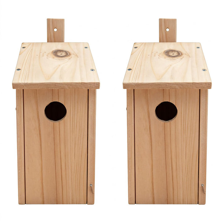 Relaxdays Nistkasten Bausatz für Vögel, 2er Set, 32 mm Flugloch, HBT 26x12x13,5 cm, Vogelhaus selber