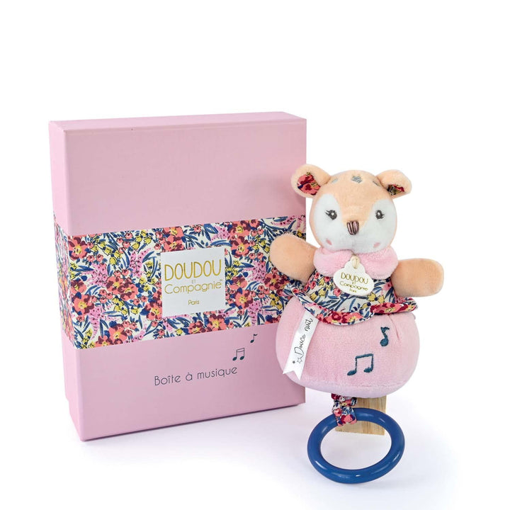 Doudou et Compagnie - Boh'aime – Spieluhr Faon – Rosa – 20 cm – Geschenk zur Geburt – schöne Geschen