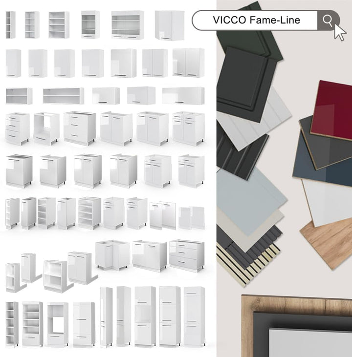 Vicco Apothekerschrank Fame-Line, Anthrazit Hochglanz, 30 cm | AP Eiche, zur Kombination mit weitere