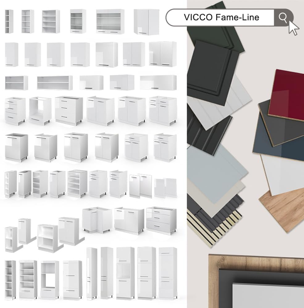 Vicco Geschirrspülblende Fame-Line, Goldkraft Eiche, 60 cm | ohne Arbeitsplatte, zur Kombination mit