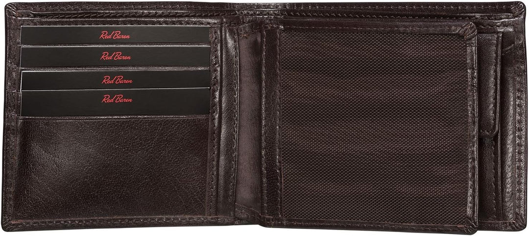 Portemonnaie Geldbörse Herren Red Baron Braun Echt Leder RB-WT-006-04
