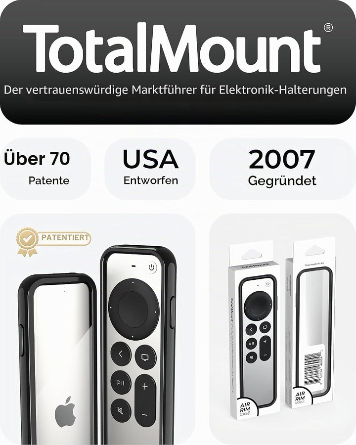 TotalMount Air Rim Case – Schlanke, Hybrid-Schutzhülle mit ultimativem Fallschutz für Apple TV-Fernb