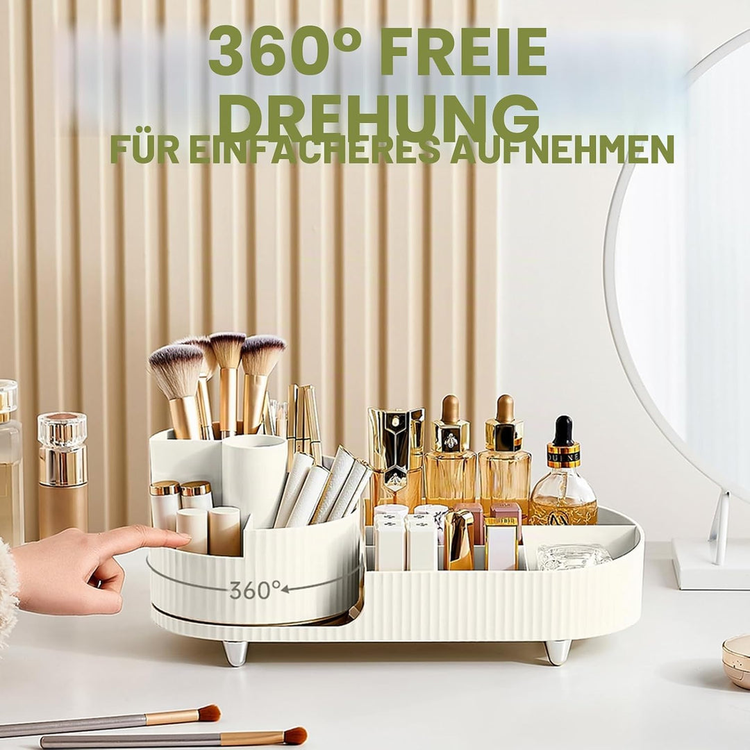 Make up Organizer 360° Drehbar, Grosser Bad Kosmetik Organizer mit Aufbewahrungsbox für Schminktisch