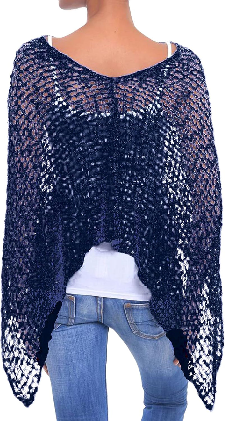JOPHY & CO. Damen-Poncho aus Netzstoff, Strickoptik, schulterfrei, für Sommer und Frühling, leicht u