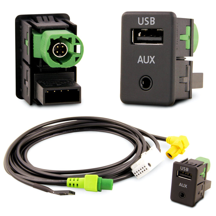 Adapter Universe USB AUX Einbau Stecker Kabel Set Auto Radio kompatibel mit RCD RNS NAV 268MF