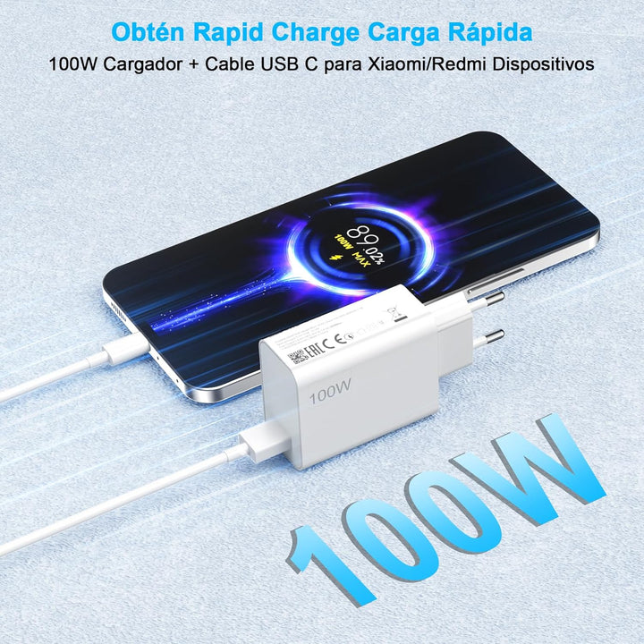 Ladegerät 100W und 2Meter Kabel für Xiaomi Redmi Note 15 Pro+ POCO X8 Pro Max F8 Ultra 17 Pro Max 5G