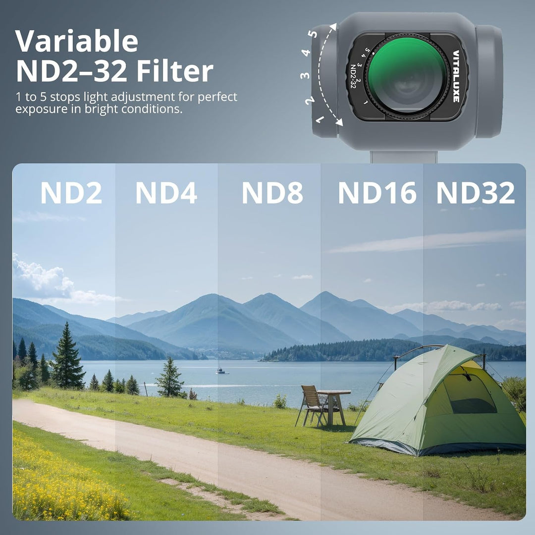 VUTALUXE CPL Schwarz Diffusionsfilter 1/4 VND2-32 Weitwinkelobjektiv für DJI Osmo Pocket 3 / Osmo Po