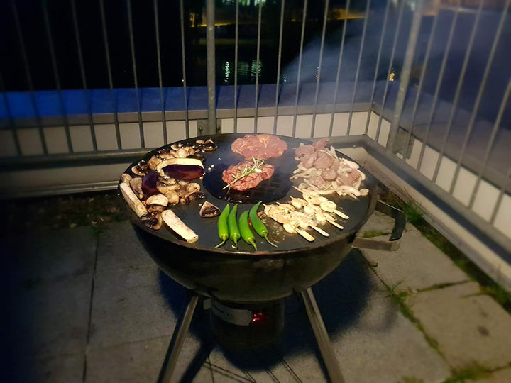 6mm Feuerplatte | Plancha | Grillplatte für 57 cm Kugelgrill + Branding Grillrost