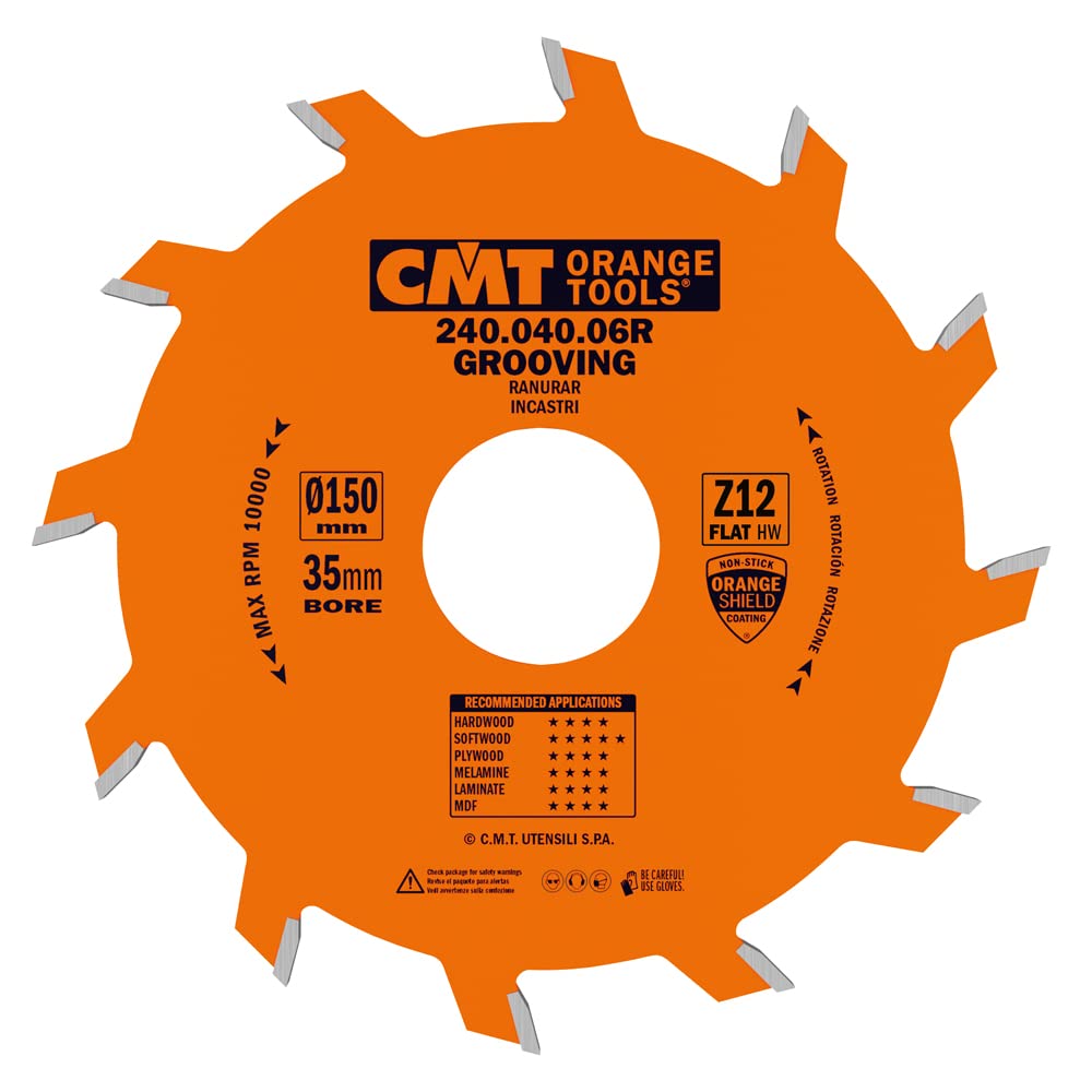 CMT Orange Tools 240.040.06r – Kreissägeblatt für gerade Nutfräser 150 x 4 x 35 Z 12
