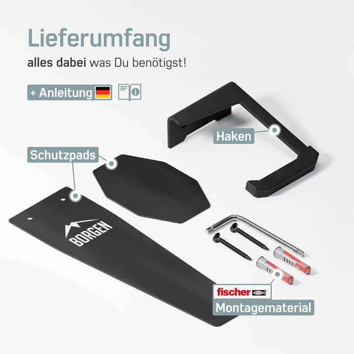 Borgen Fahrrad Wandhalterung Vertikal mit 32 kg Tragkraft - Fahrradhalterung Wand für E-Bike, MTB un