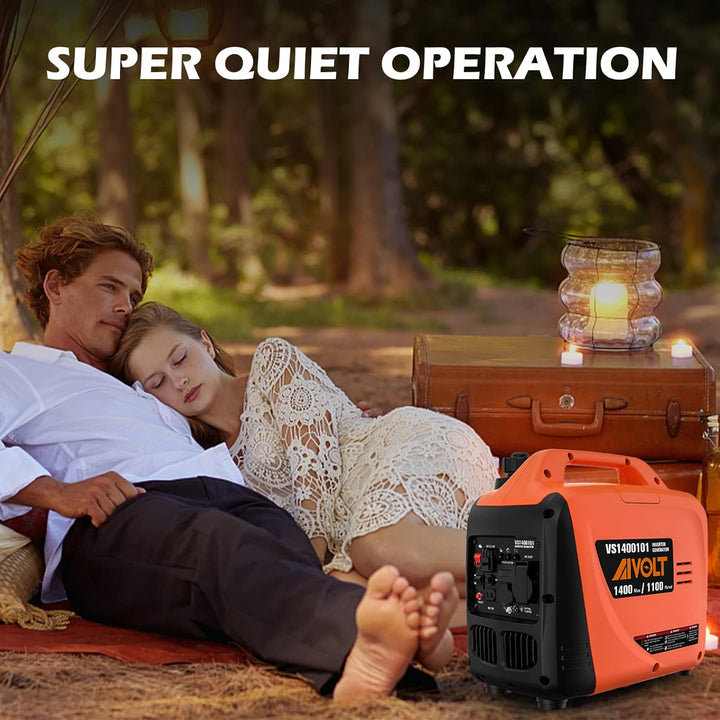 AIVOLT Inverter Stromerzeuger 1400 Watt Notstromaggregat Benzin leise Stromaggregat für Campen, Fest