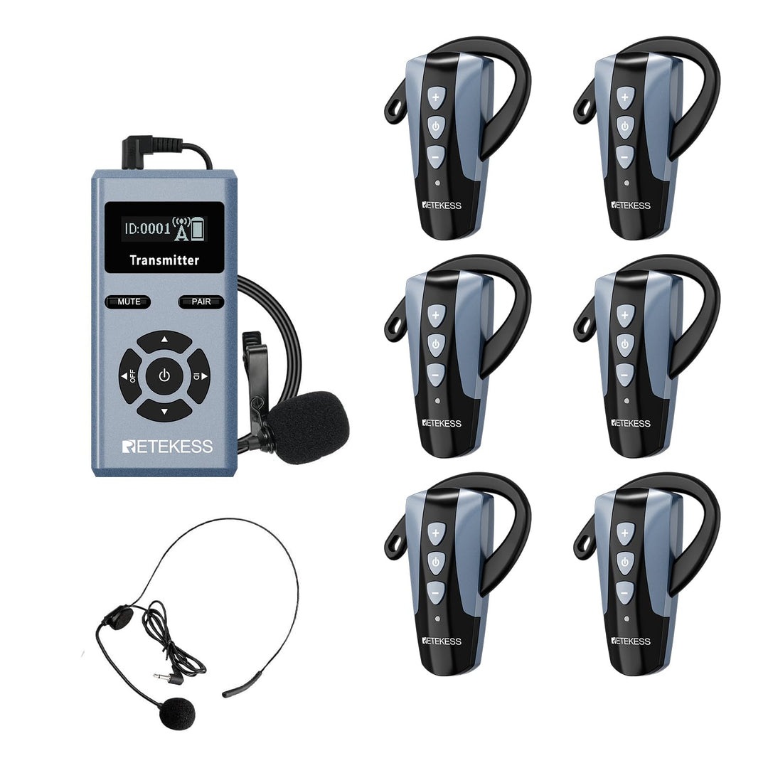 Retekess TT106S Tour Guide System, Tour Guide System Ohrbügel, Lange Lebensdauer, 2.4G, 200 m, One-T