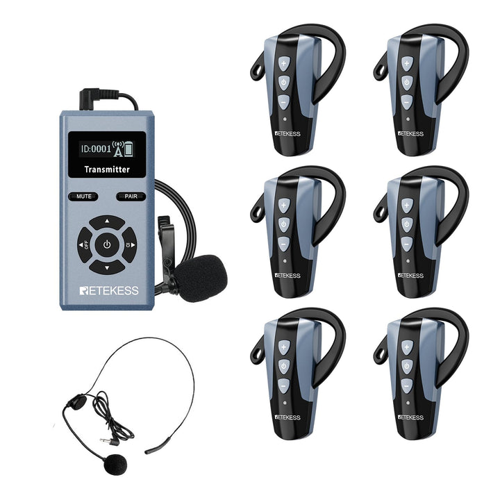 Retekess TT106S Tour Guide System, Tour Guide System Ohrbügel, Lange Lebensdauer, 2.4G, 200 m, One-T
