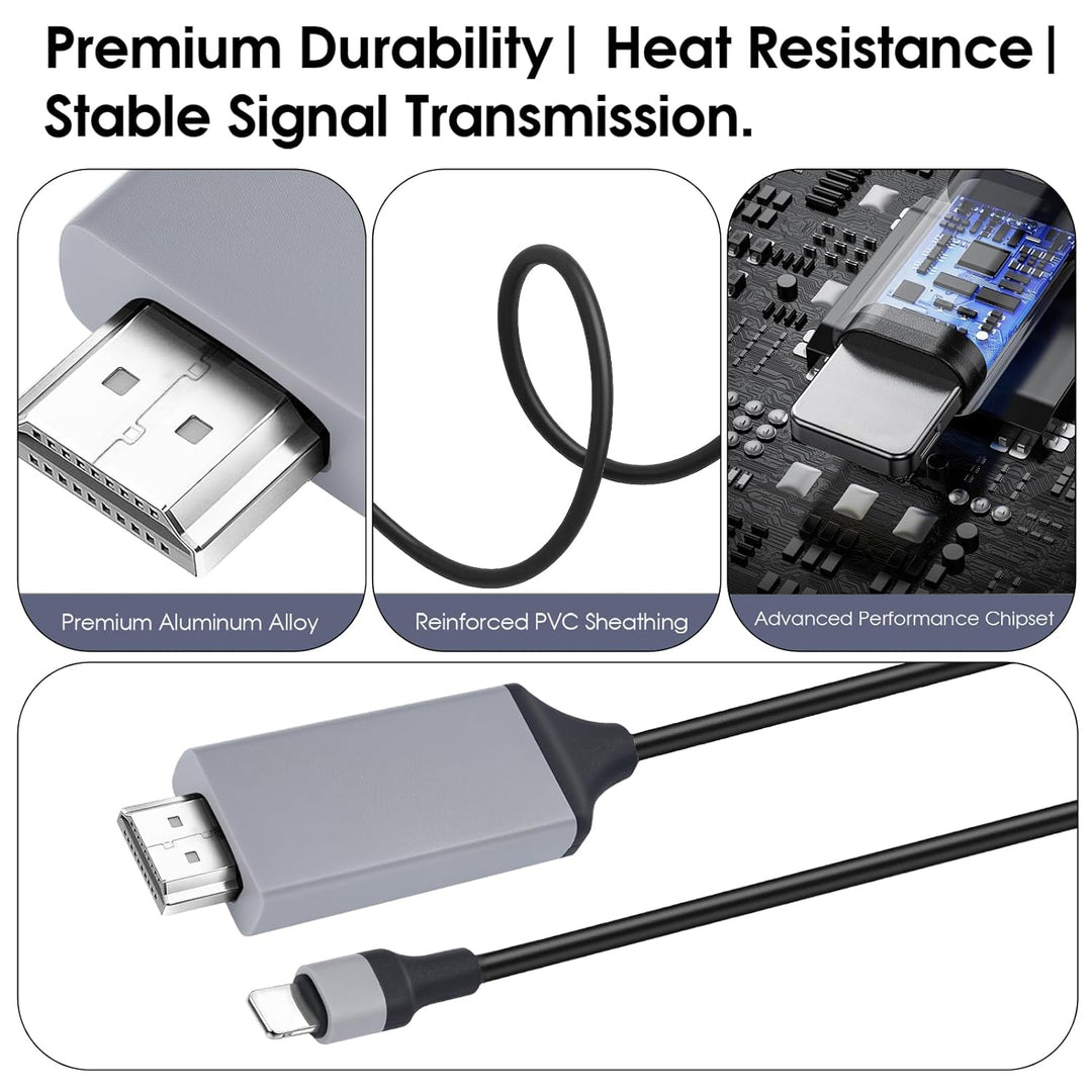 [Apple MFi-Zertifiziert] 2M Light-ning-auf-HDMI-Kabel, HDTV-Kabel für TV, 1080P Plug & Play Digital-