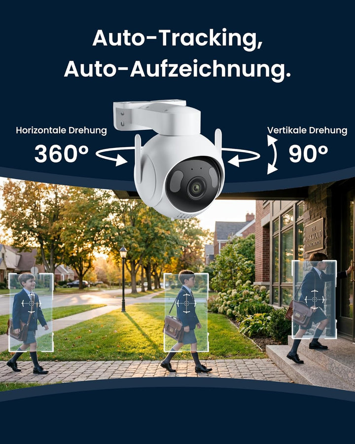 SwitchBot 3K Überwachungskamera Aussen, KI-Videosuche, Szenenbenachrichtigungen & Tagesbericht, PTZ