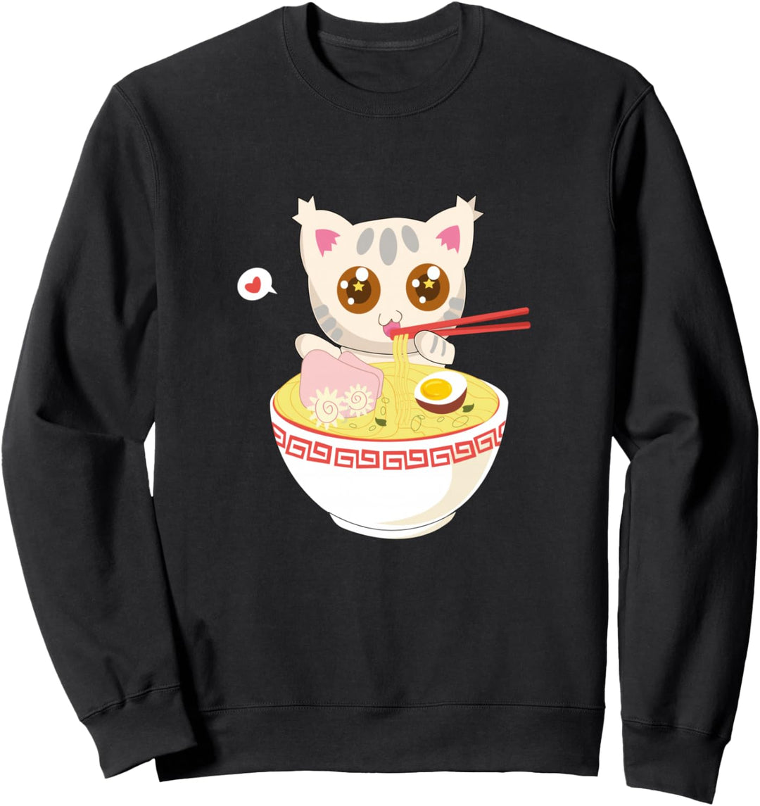 Koreanische Kleidung für Teenager, Mädchen, japanische Mode, Ramen-Katze Sweatshirt