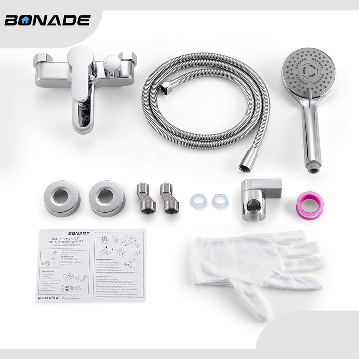 BONADE Wannenarmatur Badewannenarmatur mit 3 Strahlarten Handbrause, Einhebel Badewanne Wasserhahn m