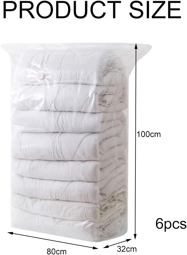 Vakuumbeutel für Kleidung Würfel,6 Pack Kleider Vakuumbeutel,100x80x32cm Extra Grosse Vakuum Aufbewa