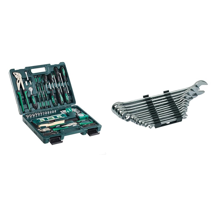 Brüder Mannesmann M29084 & M19652 Werkzeugkoffer bestückt, 87-tlg. & GabelringschlüsseI-Satz, 12-tlg