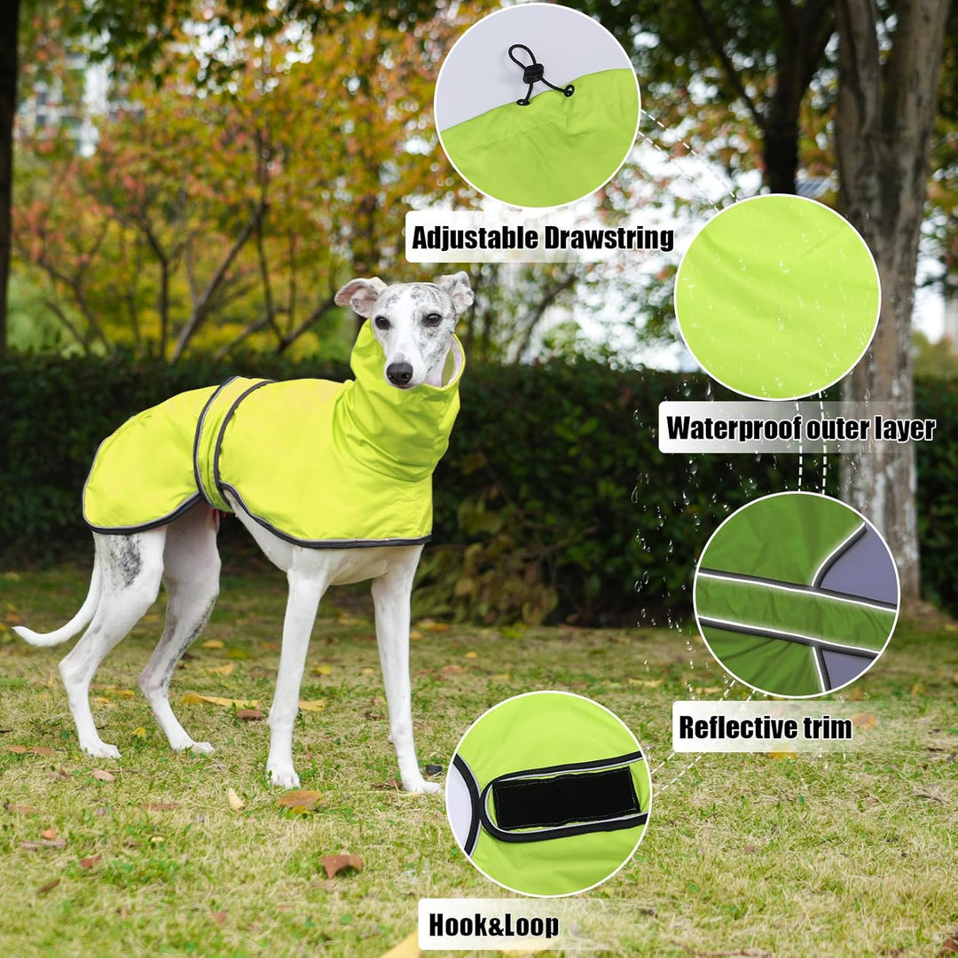 Geyecete Windhund Leicht Hundejacke Regenjacke, Hunderegenmantel Wasserdicht Verstellbar Windhundeja