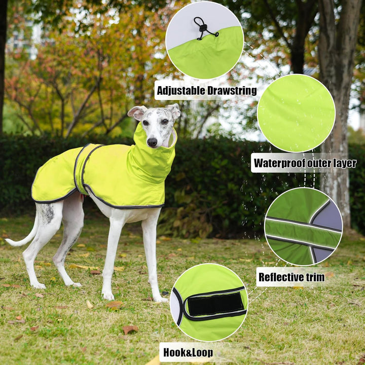 Geyecete Windhund Leicht Hundejacke Regenjacke, Hunderegenmantel Wasserdicht Verstellbar Windhundeja
