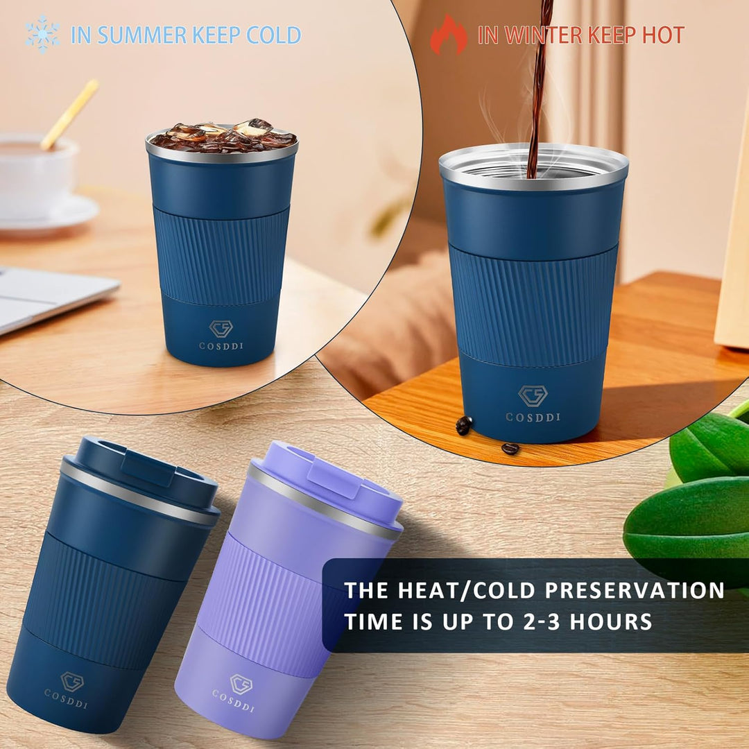 CS COSDDI Thermobecher- Isolierbecher, Edelstahl Travel Mug, 18oz/510ml Vakuum auslaufsicher Reisebe